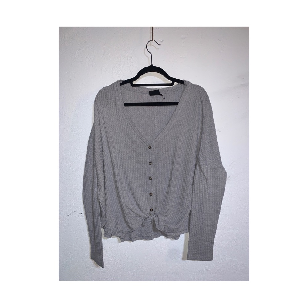 Button up waffle knit top
